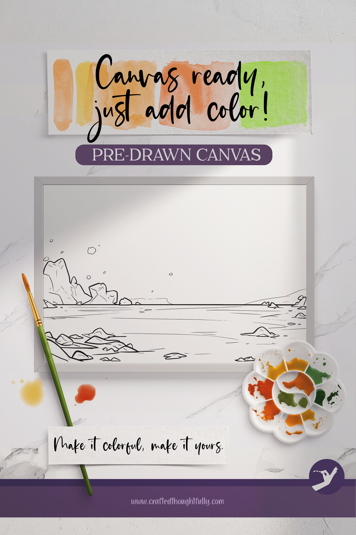 Pre-Drawn Desert Canvas Edition 1 | Ready to Color | Made to Order