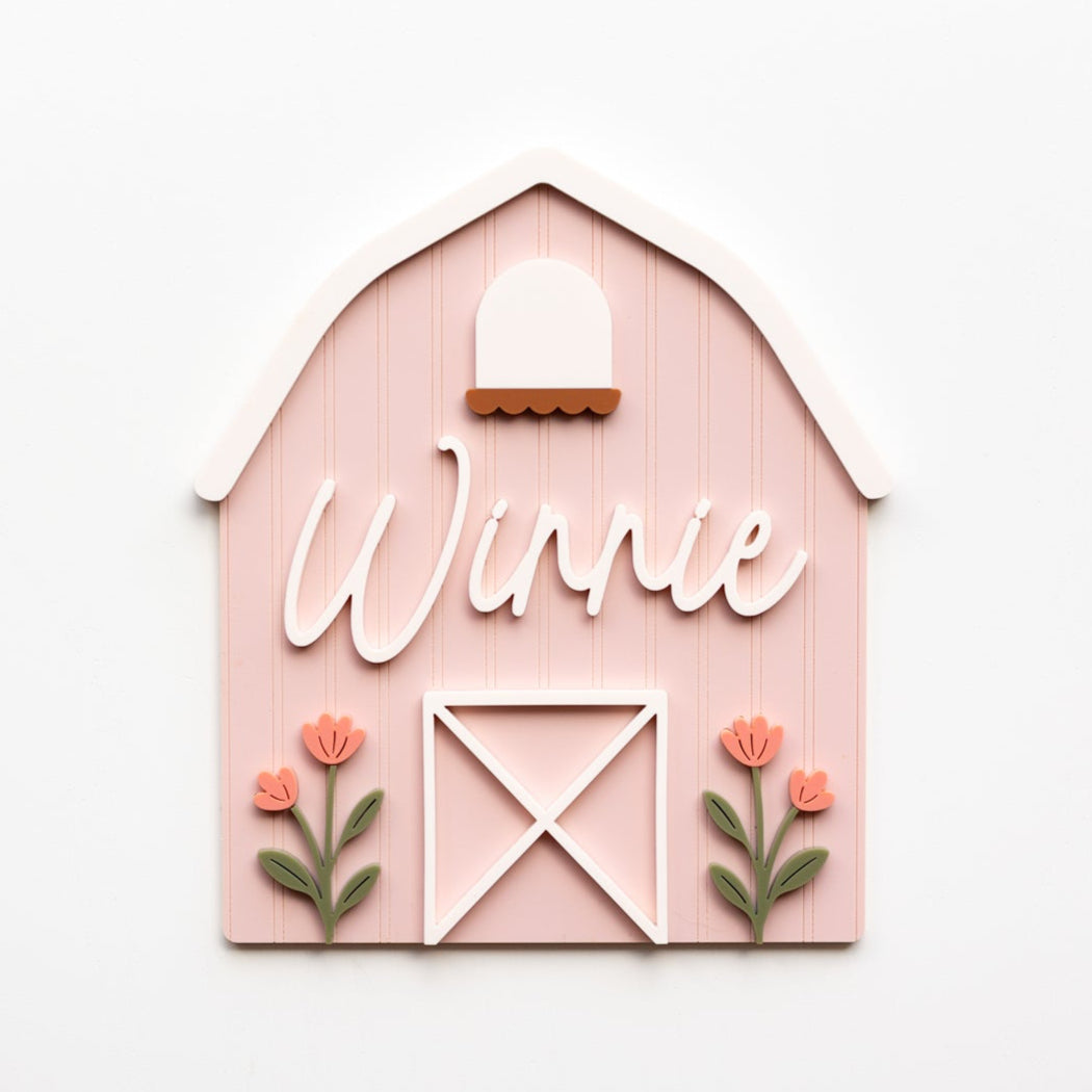 Personalized Floral Barn Baby Name Sign