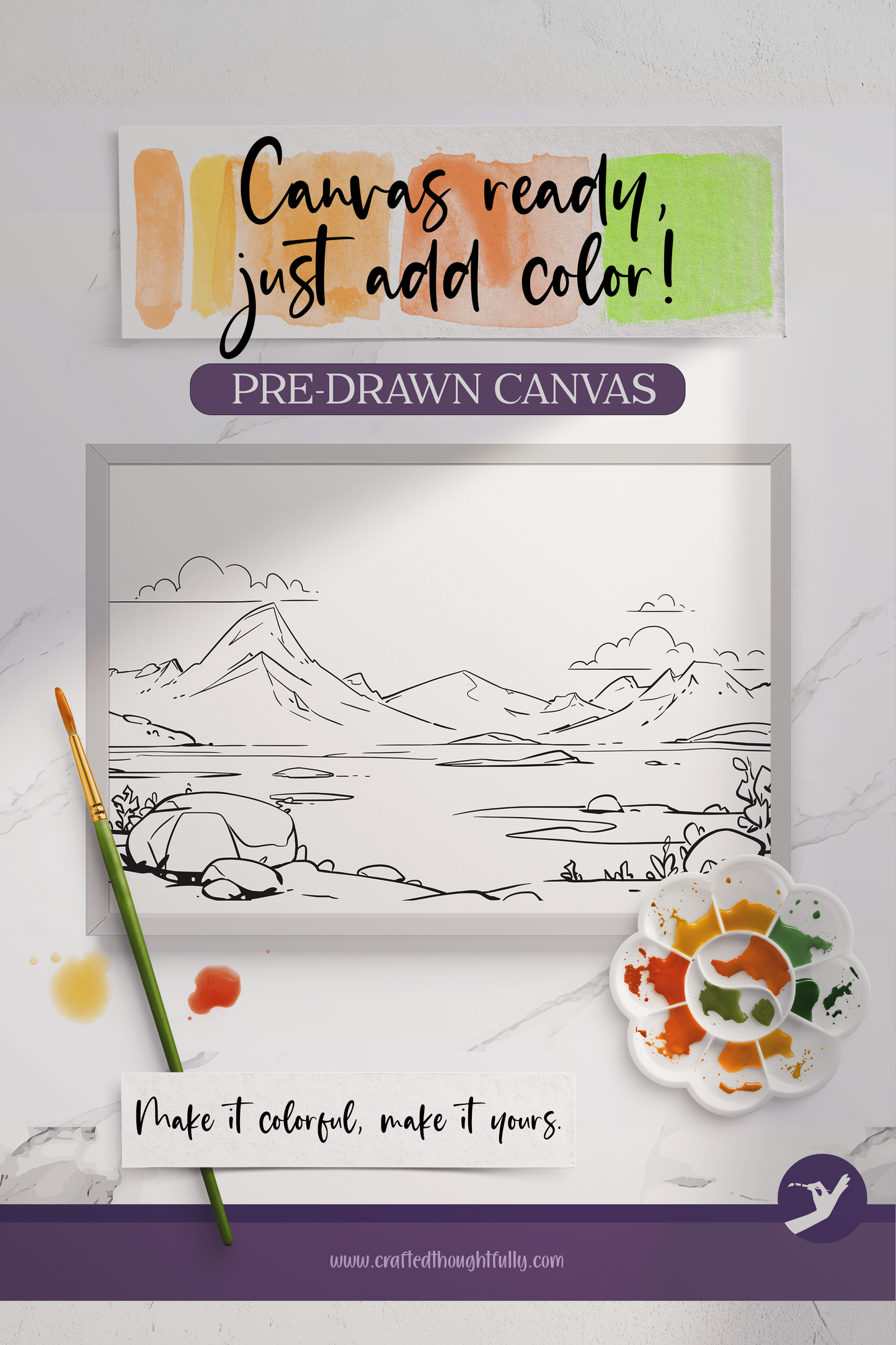 Pre-Drawn Desert Canvas Edition 3 | Ready to Color | Made to Order