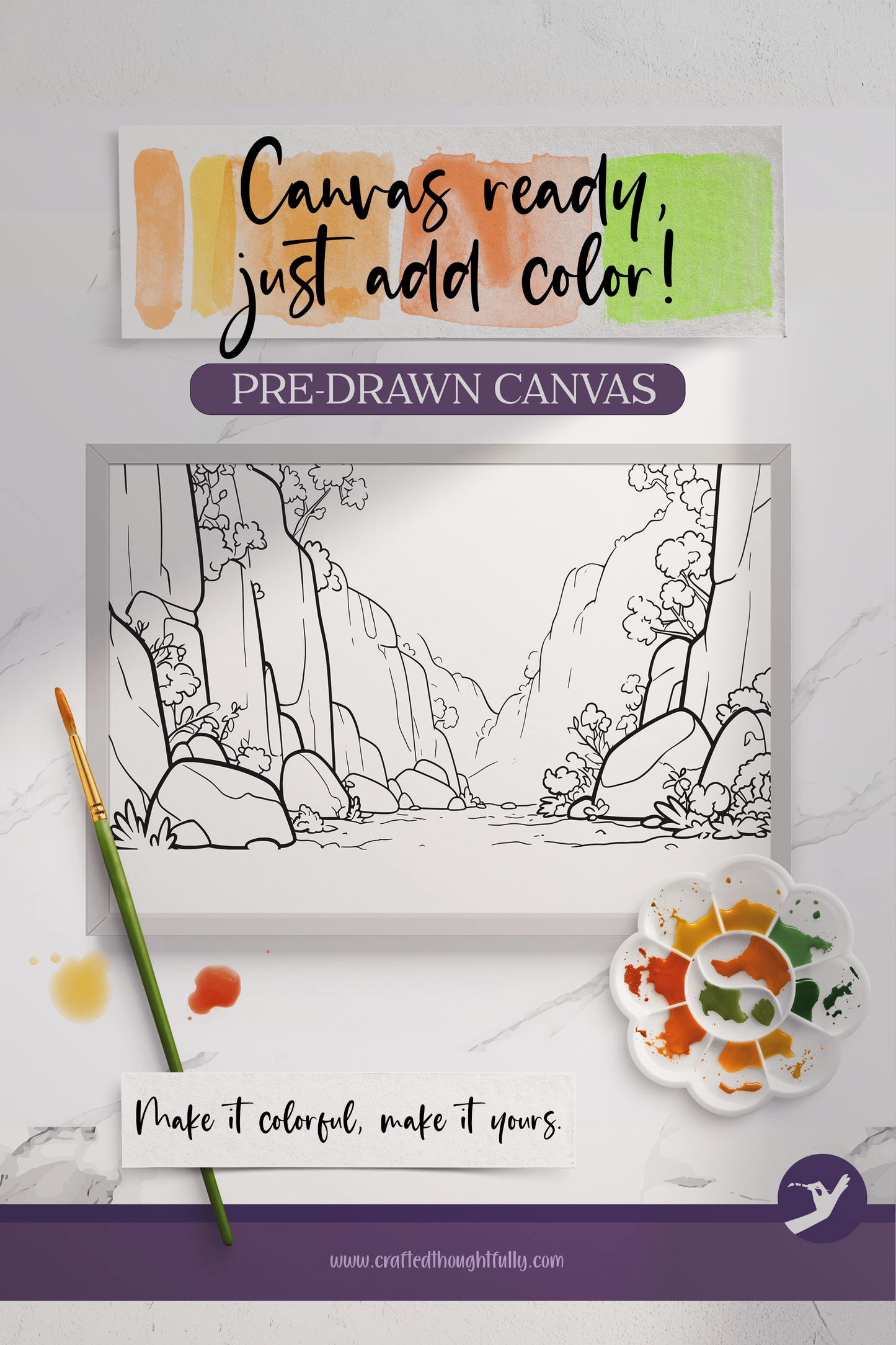 Pre-Drawn River Canvas Edition 2 | Ready to Color | Made to Order