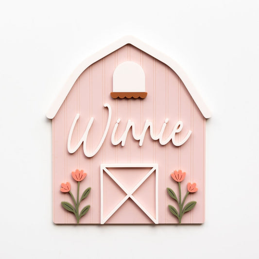 Personalized Floral Barn Baby Name Sign
