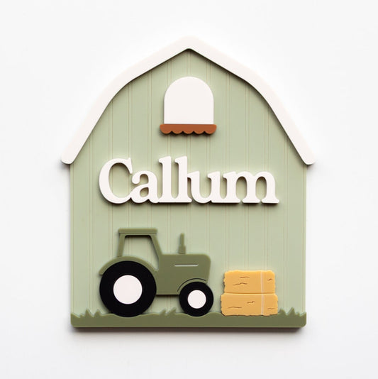 Personalized Tractor Barn Baby Name Sign