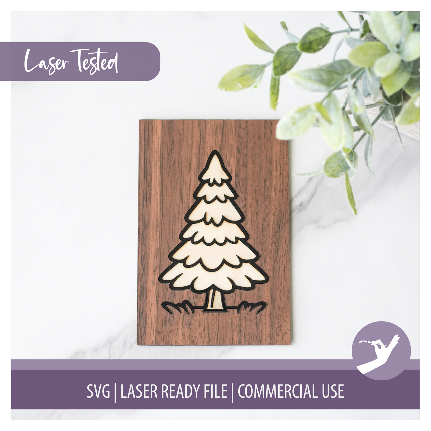 Mini Frame Insert SVG | Christmas Tree | 4x6 Laser Engraved Table Decor | Holiday Dining Decor | Commercial Use
