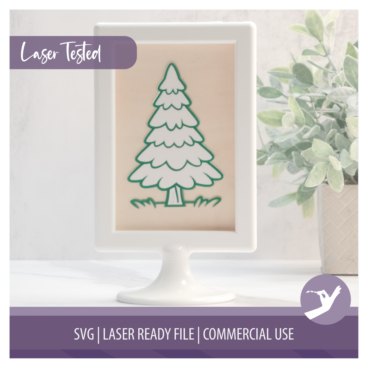 Mini Frame Insert SVG | Christmas Tree | 4x6 Laser Engraved Table Decor | Holiday Dining Decor | Commercial Use