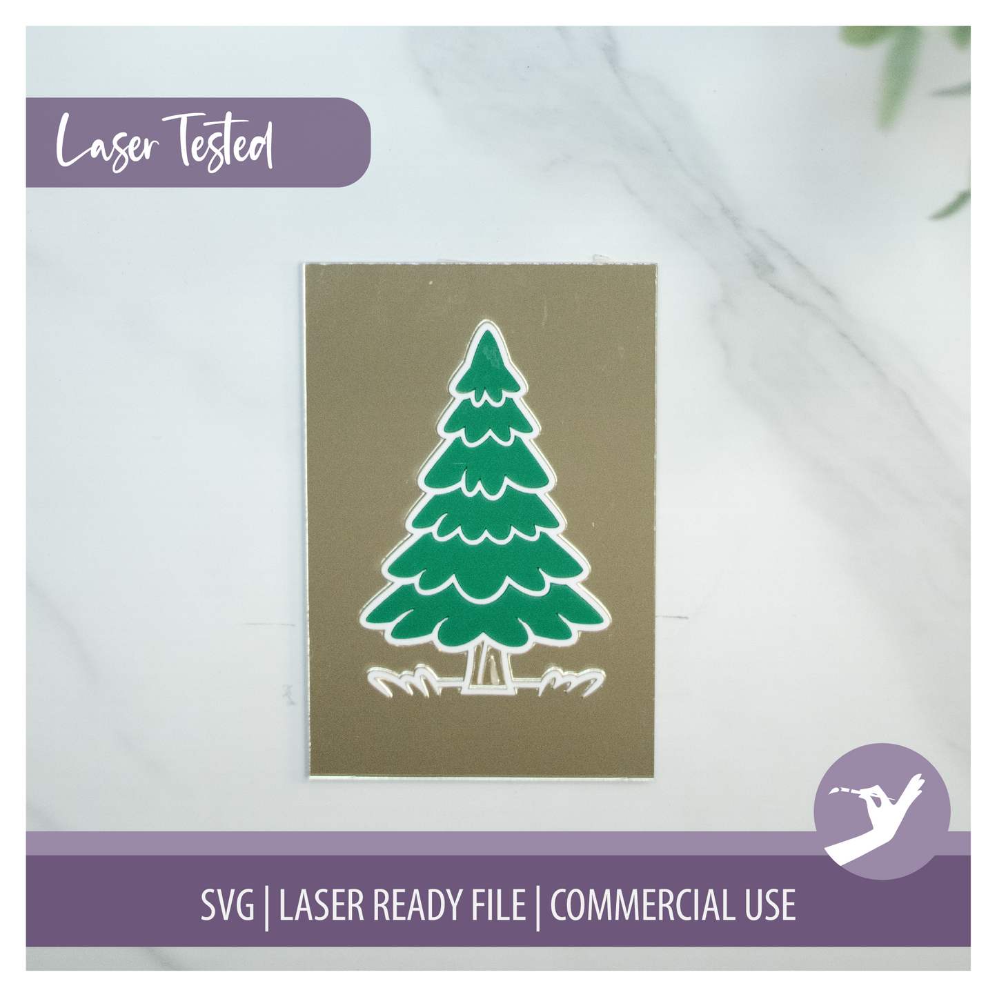 Mini Frame Insert SVG | Christmas Tree | 4x6 Laser Engraved Table Decor | Holiday Dining Decor | Commercial Use