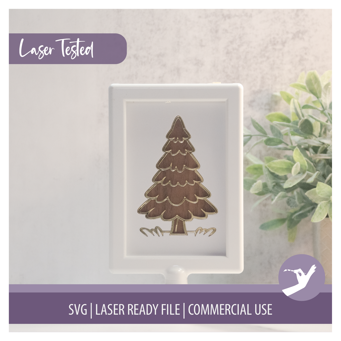 Mini Frame Insert SVG | Christmas Tree | 4x6 Laser Engraved Table Decor | Holiday Dining Decor | Commercial Use