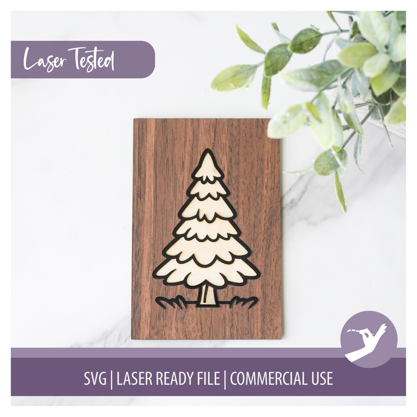 Mini Frame Insert SVG | Christmas Tree | 4x6 Laser Engraved Table Decor | Holiday Dining Decor | Commercial Use