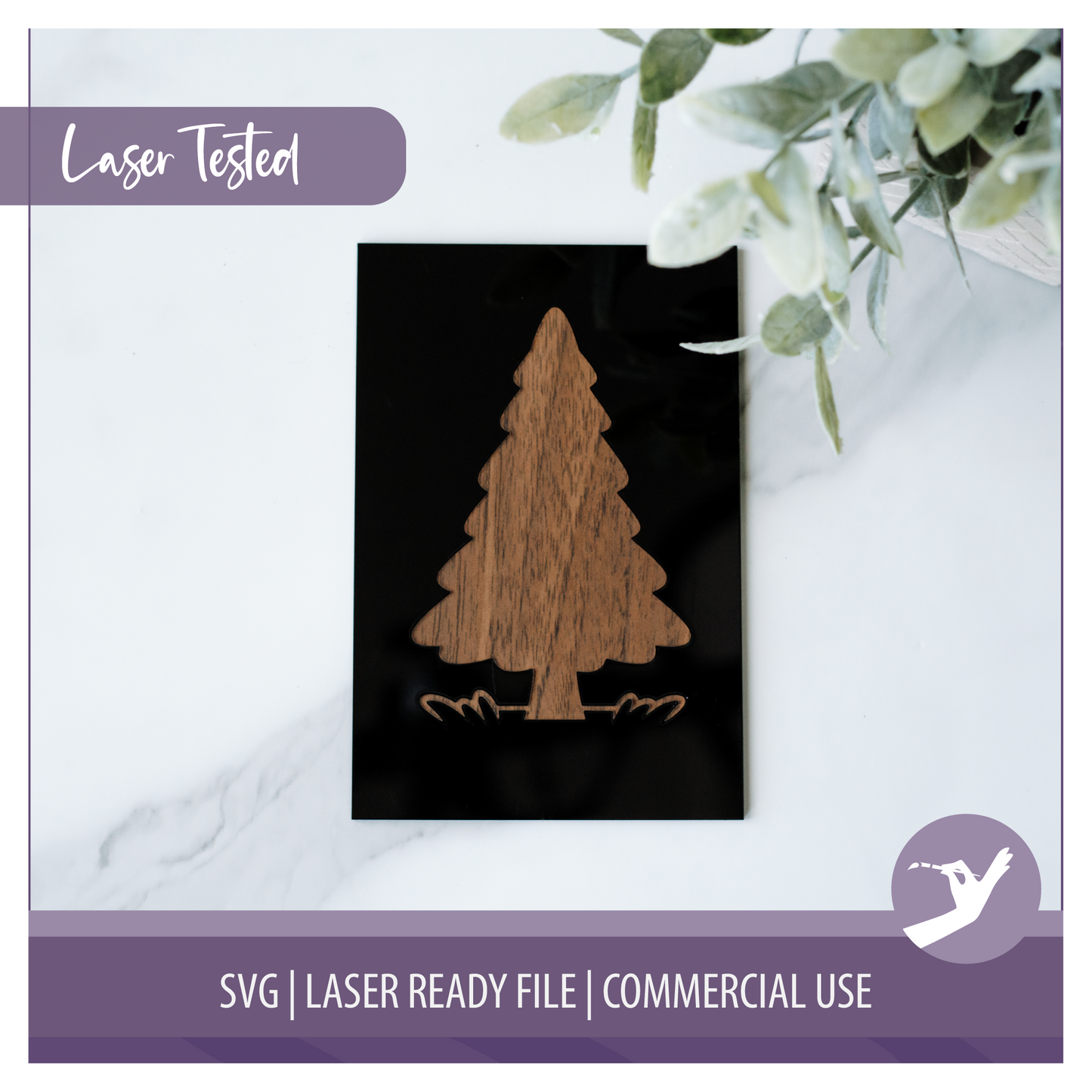 Mini Frame Insert SVG | Christmas Tree | 4x6 Laser Engraved Table Decor | Holiday Dining Decor | Commercial Use