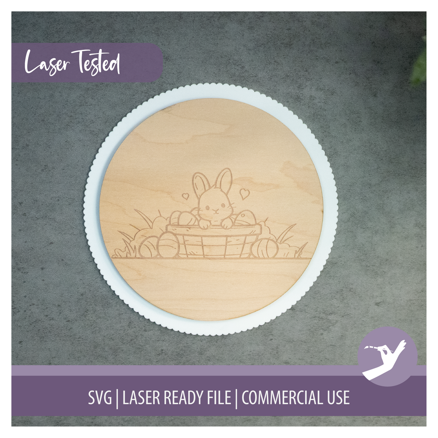 Easter Paint Panel Kit Bundle SVG | 14 Laser Ready Designs | Wood Round Scalloped Edge | Bunnies Chicks Easter Eggs | Laser Ready | Commercial Use
