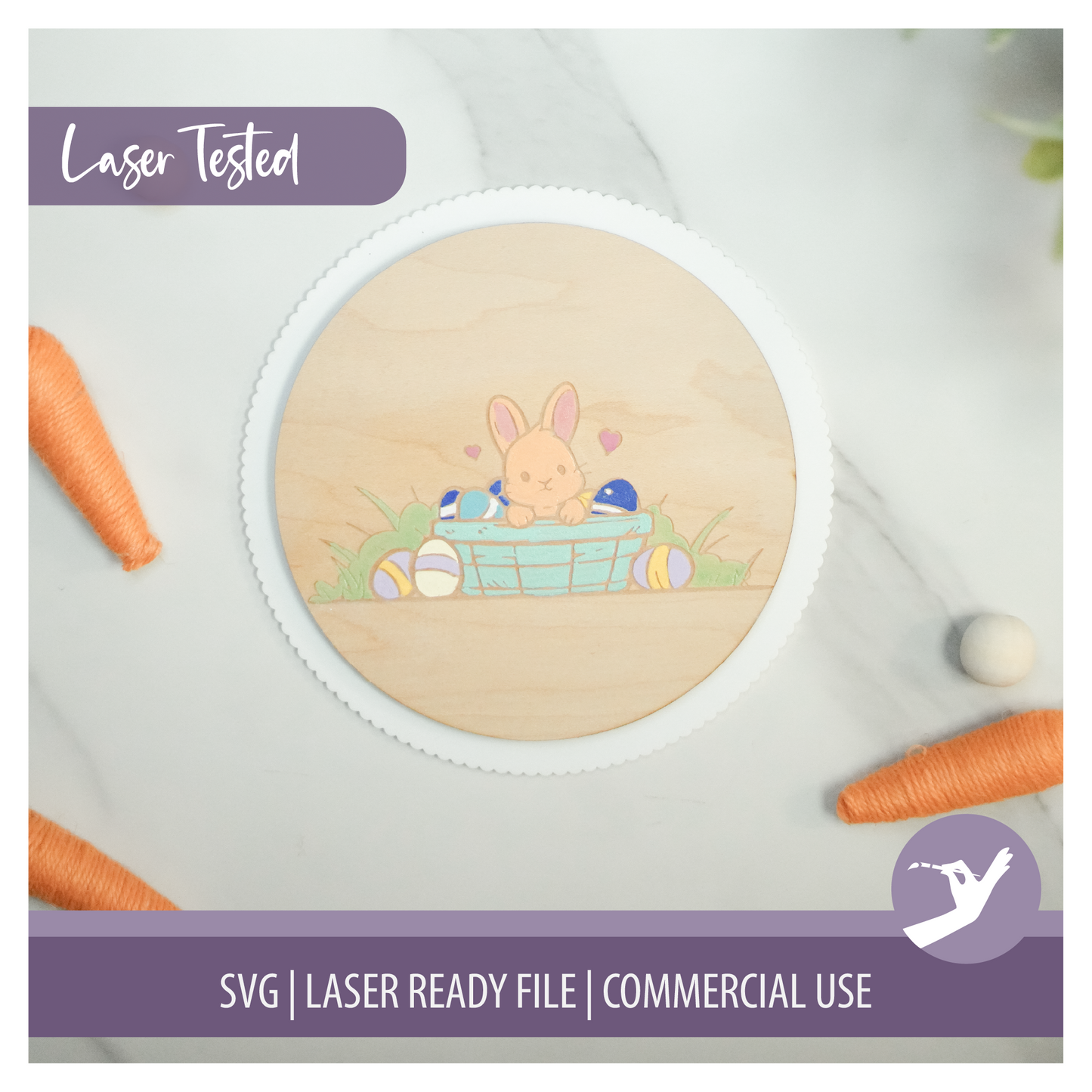 Easter Paint Panel Kit Bundle SVG | 14 Laser Ready Designs | Wood Round Scalloped Edge | Bunnies Chicks Easter Eggs | Laser Ready | Commercial Use