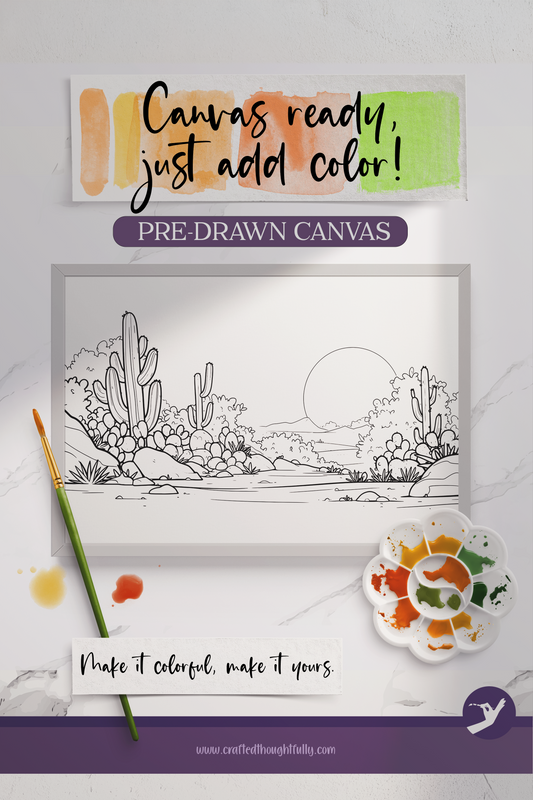 Pre-Drawn Desert Canvas Edition 4 | Ready to Color | Made to Order