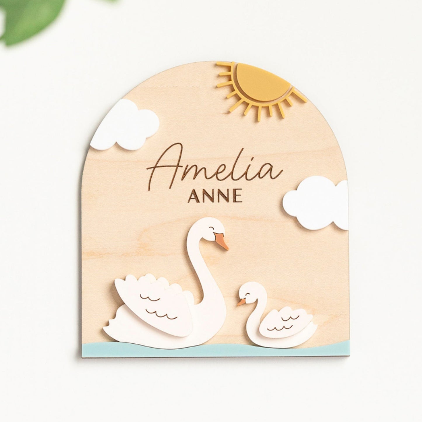 Personalized Swan Arch Baby Name Sign