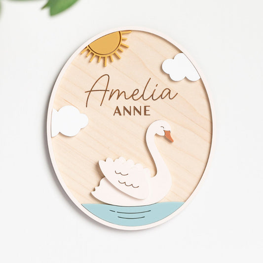 Personalized Swan Baby Name Sign
